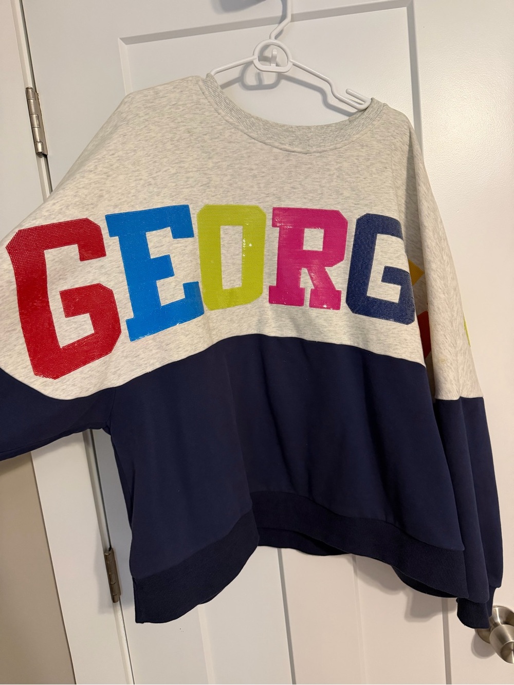 QUEEN OF SPARKLES Colorblock Sweater with Multicolored Lettering